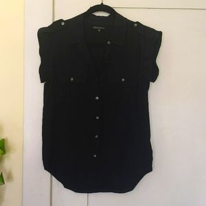 Broadway & Broome Black Silk Button Up